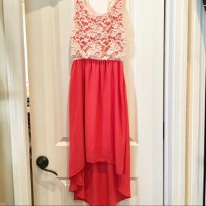 Coral high low dress